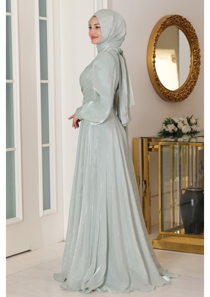 Omuz Detaylı Bahar Tesettür Büyük Abiye indirimleri