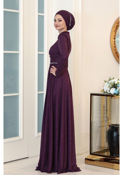 Parıltılı Işıl Tesettür Büyük Beden Abiye modelleri