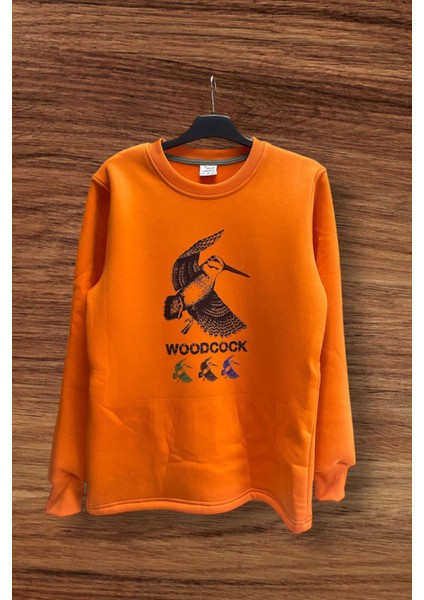 Avcılık Hunter Çulluk Kuşu Baskılı Regular Fit %100 Pamuk Regular Fit Bisiklet Yaka Sweatshirt