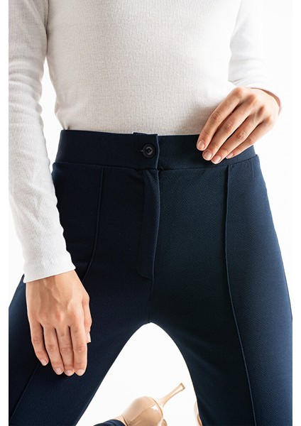 Kadın Yüksek Bel Dikiş Detaylı Düz Kesim Palazzo Pantolon modelleri