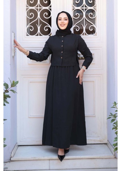 Süveter Detaylı Siyah Tesettür Elbise 7705S fiyatları