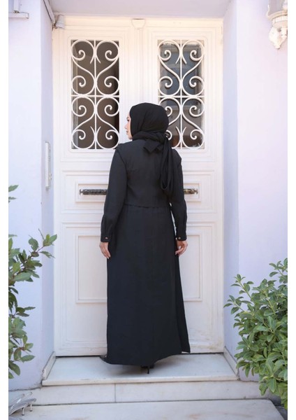 Süveter Detaylı Siyah Tesettür Elbise 7705S fırsatları