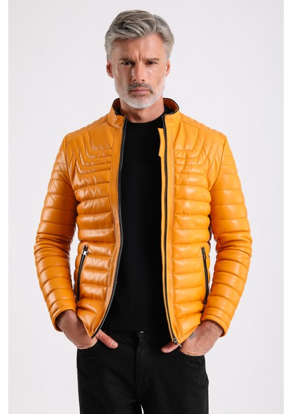 James Erkek Şişme Deri Mont fiyatları