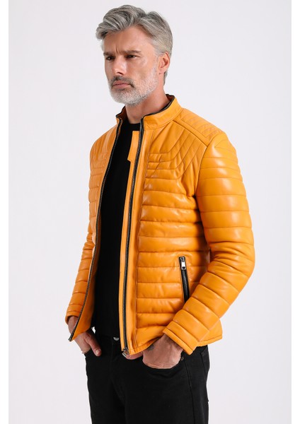 James Erkek Şişme Deri Mont modelleri