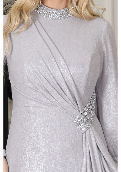 Şık Taş Detaylı Açelya Tesettür Abiye modelleri