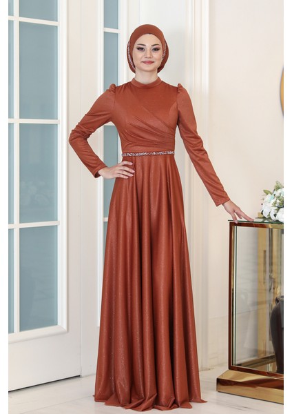 Parıltılı Işıl Tesettür Büyük Beden Abiye