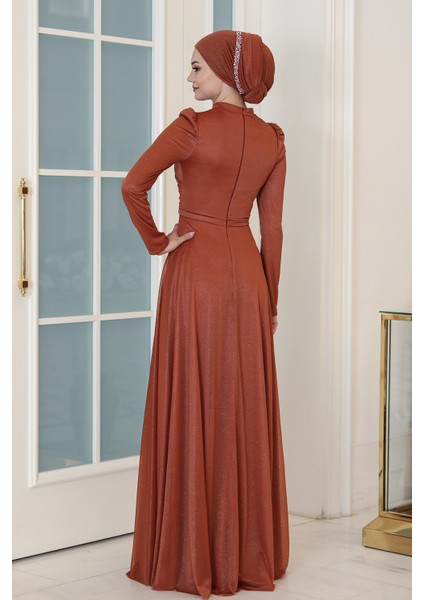 Parıltılı Işıl Tesettür Büyük Beden Abiye