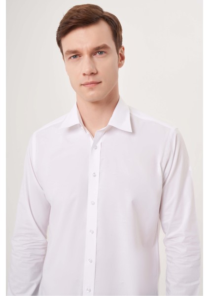 Regular Fit Düz Beyaz Spor Erkek Gömlek GM23Y231112_D01 modelleri