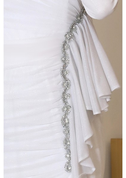 Parıltılı Fırfır Detaylı Zühre Tesettür Abiye fırsatları