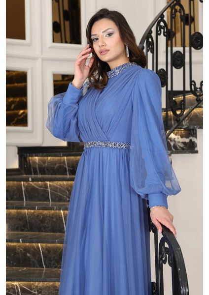 Senna Taş Detaylı Büyük Beden Şık Tesettür Abiye fiyatları