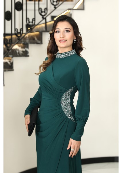 Taş Detaylı Lavinni Tesettür Abiye Elbise fiyatları