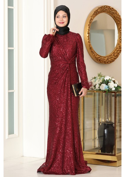 Parıltılı Büyük Beden Hüma Tesettür Abiye