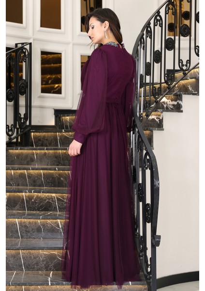 Taş Detaylı Büyük Beden Şık Tesettür Abiye indirimleri