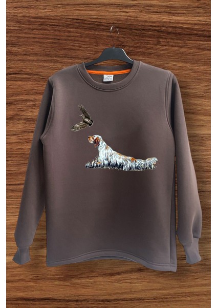 Hunter Avcılık Fermalı English Setter Baskılı Regular Fit Bisiklet Yaka Sweatshirt