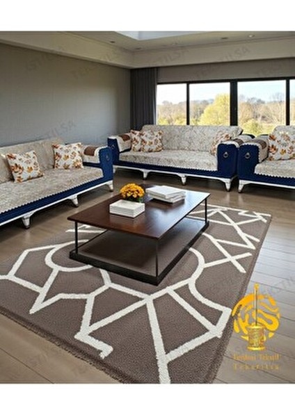 Kadife Koltuk ve Çekyat Örtüsü Krem Renk Altın Varaklı 1 Adet Kolay Temizlenebilir