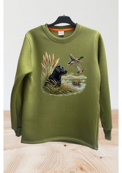 Hunter Avcılık Ördek Setter Baskılı Regular Fit %100 Pamuk Bisiklet Yaka Sweatshirt