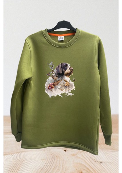 Hunter Avcılık Av Desenli Av Köpeği ve Av Kuşu Baskılı Regular Fit %100 Pamuk Sweatshirt