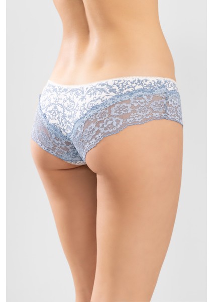 Mavi Beyaz Çiçekli Dantel Detaylı Kadın Hipster Külot 8132 Renkli modelleri