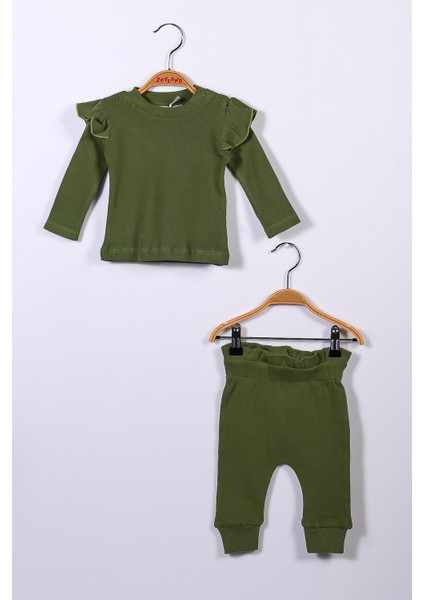 Gots Sertifikalı %100 Organik Pamuk Fırfırlı Sweatshirt ve Pantolon Takım (0-4yaş)