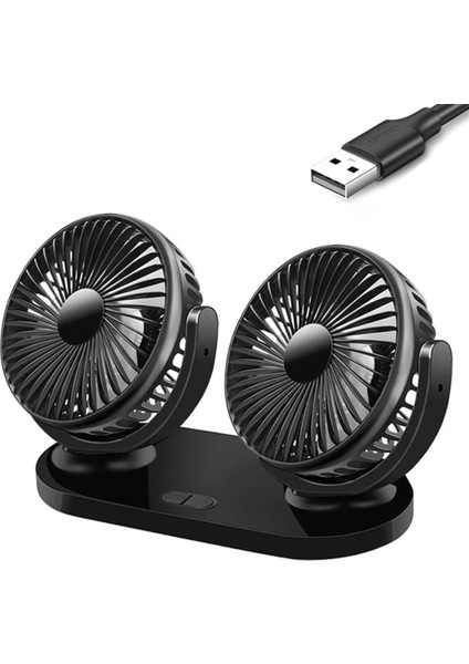 Çift Başlıklı Araç Fanı Oto Fan Vantilatör 12V/24V (Usb ile Çalışır)