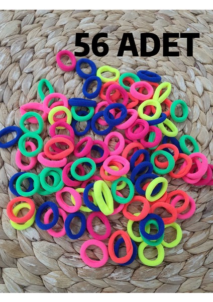 Renkli Saç Tokası 56 Adet Orta Boy Esnek Havlu Lastik Toka