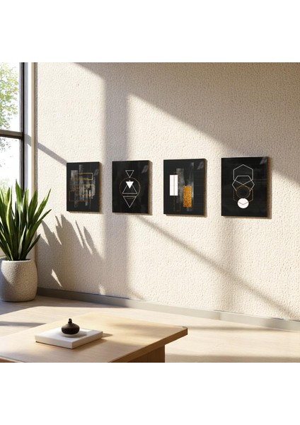 :temperli Cam Dörtlü Set Tablo, Tablo, Dörtlü Tablo, Uv Baskı, Cam Tablo, 4’lü Set, CDT001