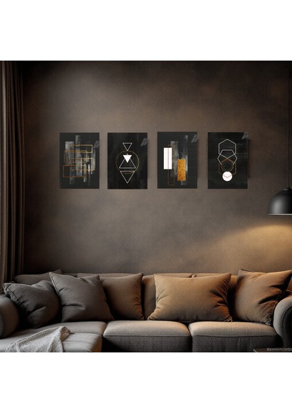 :temperli Cam Dörtlü Set Tablo, Tablo, Dörtlü Tablo, Uv Baskı, Cam Tablo, 4’lü Set, CDT001