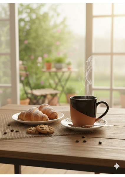 El Yapımı Seramik Siyah Çömlek Kupa Kahve ve Çay Bardağı fırsatları