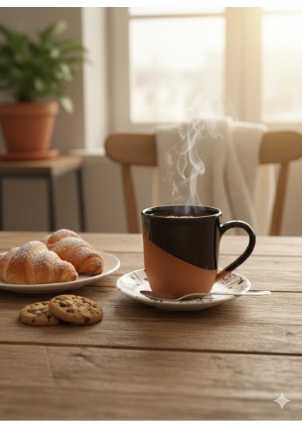 El Yapımı Seramik Siyah Çömlek Kupa Kahve ve Çay Bardağı indirimleri
