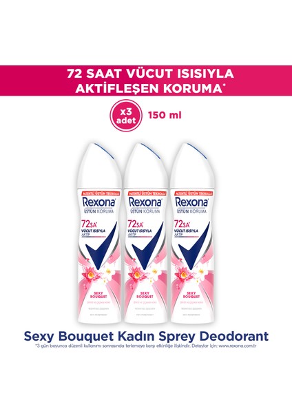 Üstün Koruma Kadın Sprey Deodorant Sexy Bouquet 150 ml x3