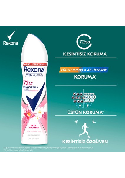 Üstün Koruma Kadın Sprey Deodorant Sexy Bouquet 150 ml x3