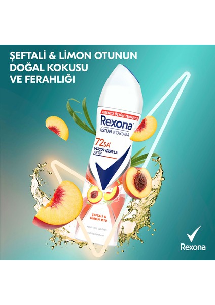 Üstün Koruma Kadın Sprey Deodorant Şeftali ve Limon Otu 150 ml x3 indirimleri