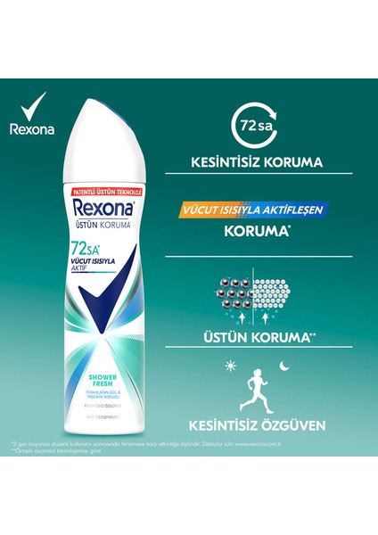 Üstün Koruma Kadın Sprey Deodorant Shower Fresh 150 ml x3