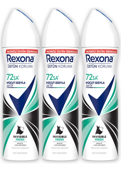 Üstün Koruma Kadın Sprey Deodorant Invisible Fresh 150 ml x3 fiyatları
