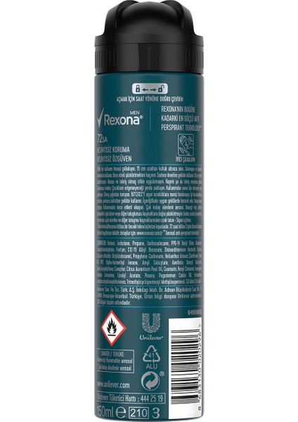 Men Erkek Sprey Deodorant Invisible Ice Fresh 150 ml x3