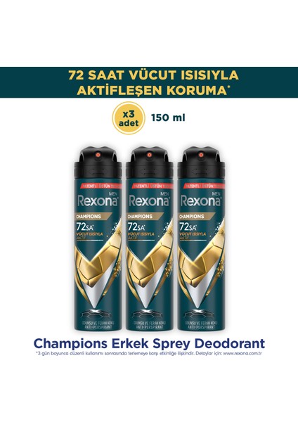 Men Erkek Sprey Deodorant Champions 150 ml x3