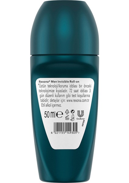 Men Üstün Koruma Erkek Roll On Deodorant Invisible 50 ml x2