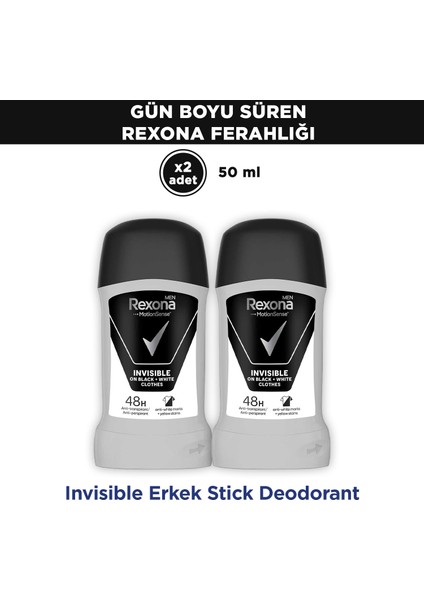 Men MotionSense Erkek Stick Deodorant Invisible On Black White Clothes 50 ml x2