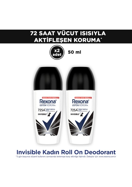Üstün Koruma Kadın Roll On Deodorant Invisible 50 ml x2