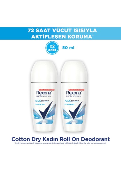 Üstün Koruma Kadın Roll On Deodorant Cotton Dry 50 ml x2