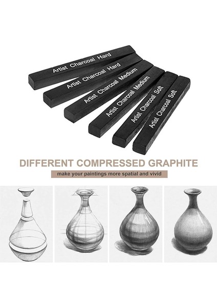 Sıkıştırılmış Kömür Füzen Seti Siyah Kare Press Kömür Füzen Gölgelendirme Seti - 6'lı fiyatları