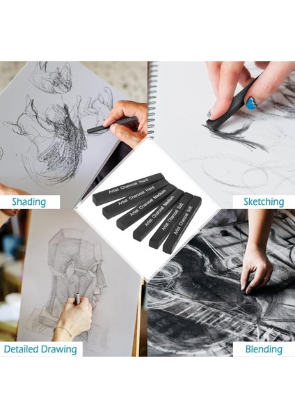 Sıkıştırılmış Kömür Füzen Seti Siyah Kare Press Kömür Füzen Gölgelendirme Seti - 6'lı indirimleri