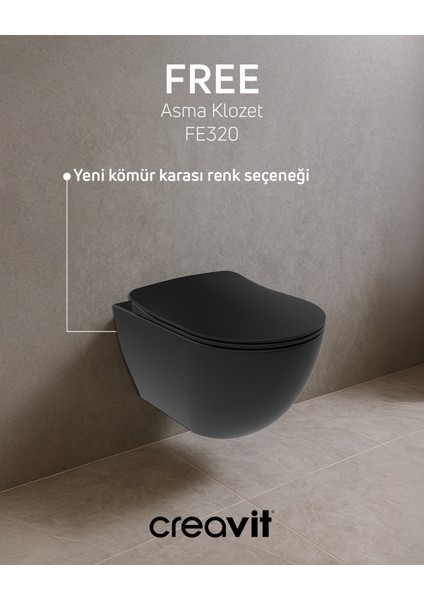 Free Kömür Karası Asma Klozet ve Kapak Set fiyatları