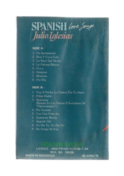 Julio Iglesias – Spanish Love Songs – Kaset – 1980 indirimleri