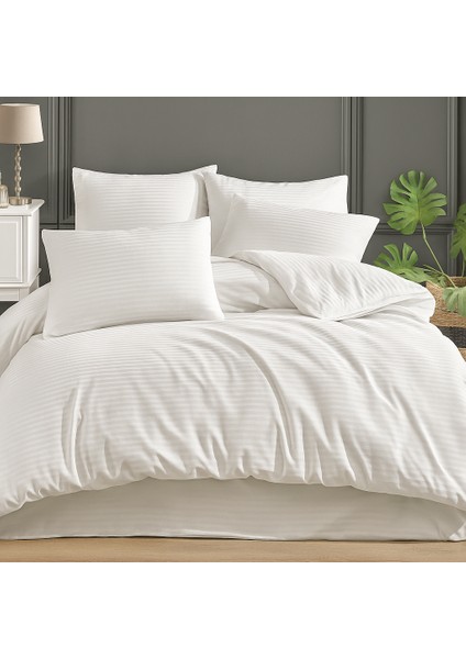 Ekru Pamuk Saten Nevresim Tek Kişilik