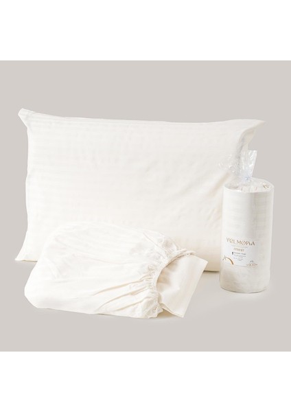 Krem Pamuk Saten Fitted Çarşaf Tek Kişilik (100X200)