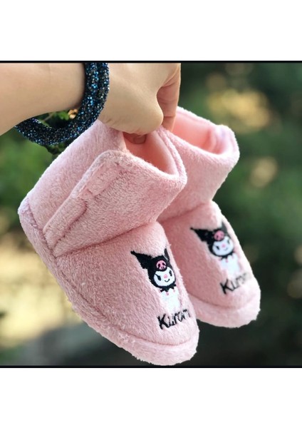 Kız Çocuk Kuromi Panduf Yandan Cırtlı Kaydırmaz Taban Anaokulu Kreş Ev Ayakkabısı modelleri