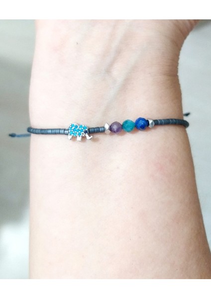 Ametist Apatit Lapis Lazuli ve Hematit Doğaltaşlı Zirkon Taşlı Fil Miyuki Boncuklu Bileklik modelleri