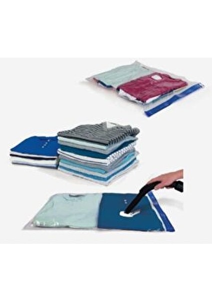 3'lü Tekrar Kullanılabilir Vakumlu Poşet Seti Hava Geçirmez 55x90 cm, 80x100 cm, 90x120 cm indirimleri