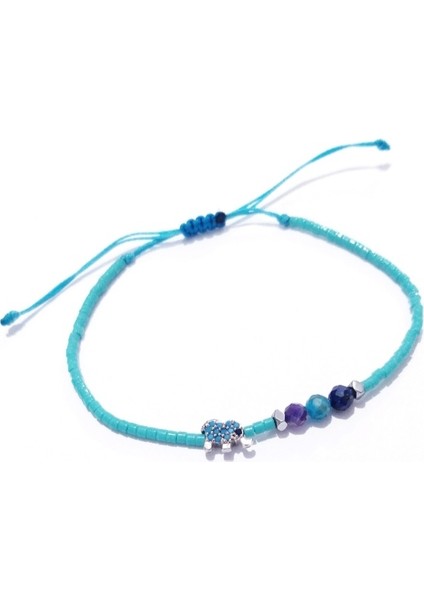 Ametist Apatit Lapis Lazuli ve Hematit Doğaltaşlı Zirkon Taşlı Fil Miyuki Boncuklu Bileklik